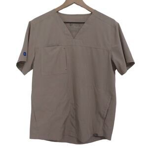 FIGS Womens Sz S Beige Environmentally Awesome Collection Scrub Top V Neckline